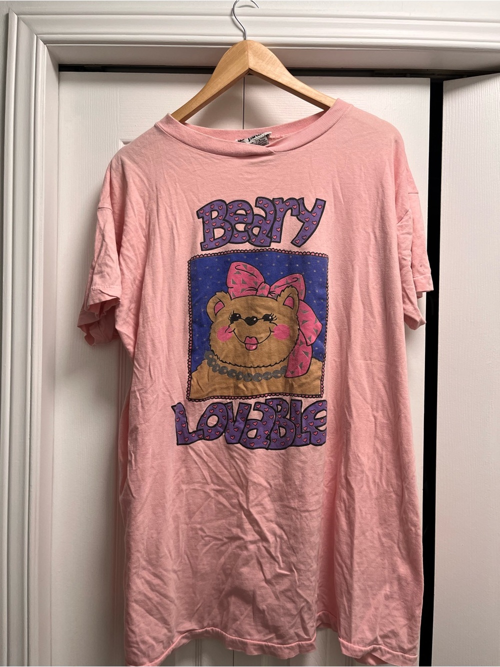 Sweet Baby Jane Pink sleep style shirt with Beary lovable on the front